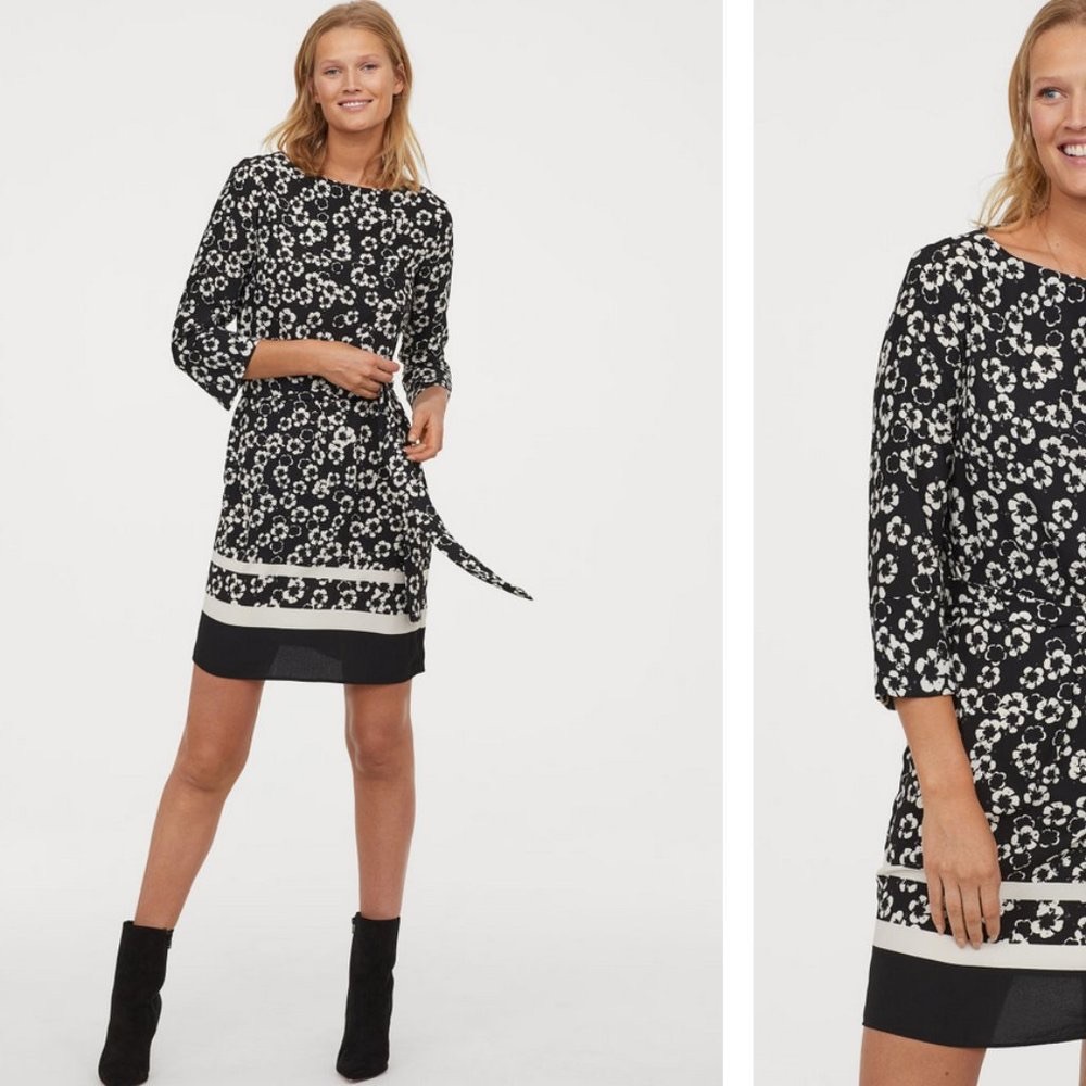 Long sleeve dress with flower pattern